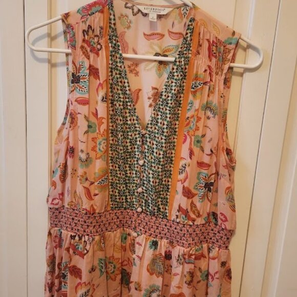 Liverpool Tops - Liverpool Los Angeles Floral Beaded Peplum Top - Bohemian Chic!